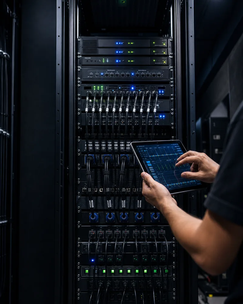 ADJ AV rack commissioning and cable management